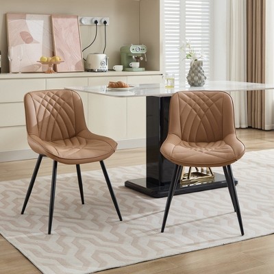 Dining Chairs Set of 2 Mid Century Modern Kitchen Chair Comfortable Upholstered Faux Leather Dinner Chairs for Kitchen Dining Room