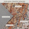 Area Rug Machine Washable Non-Slip Boho Medallion Print Carpet for Living Room and Bedroom, Tawny Brown - 4 of 4