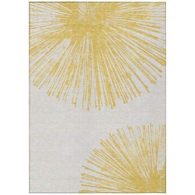 Gold And Ivory Abstract Washable Indoor Outdoor Area Rug