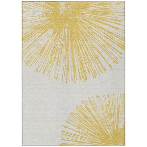 Gold And Ivory Abstract Washable Indoor Outdoor Area Rug - 1 of 4