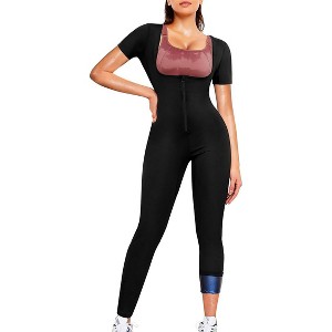Nebility™ Sauna Suit for Women, Sweat Suit Waist Trainer, Slimming Full Body Jumpsuit, Belly Fat Workout Sweat Suit with Zipper, S - 2XL - 1 of 4