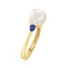 Ross-Simons 8mm Cultured Pearl and .30 ct. t.w. Sapphire Ring in 18kt Gold Over Sterling - 3 of 4