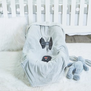 EVERYDAY KIDS Grey Baby Car Seat Blanket for Baby and Toddler Boys Baby Swaddle Wrap Blanket for Interior Car Seat - 1 of 4
