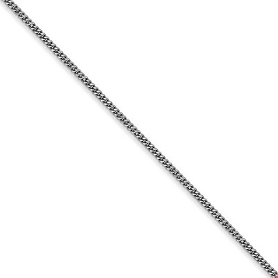 Black Bow Jewelry 1.3mm, 14k White Gold, Solid Curb Chain Necklace