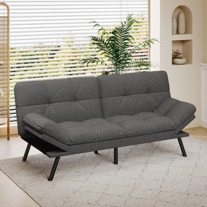 Vipbear Convertible Futon Sofa Bed,Linen Fabric Futon Couch,Detachable Cushion,Adjustable Backrest,Memory Foam Folding Loveseat Sleeper for Office - 1 of 4
