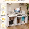 PAKASEPT 59" White Reception Desk Counter Table with LED Light & Glass Display Shelf, for Lobbies, Salons, Retail, Home Offices, Reception Room - 3 of 4