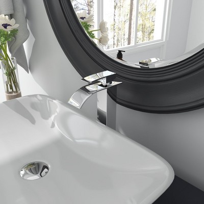 Polished Chrome Waterfall Vessel Sink Faucet with Lever Handle