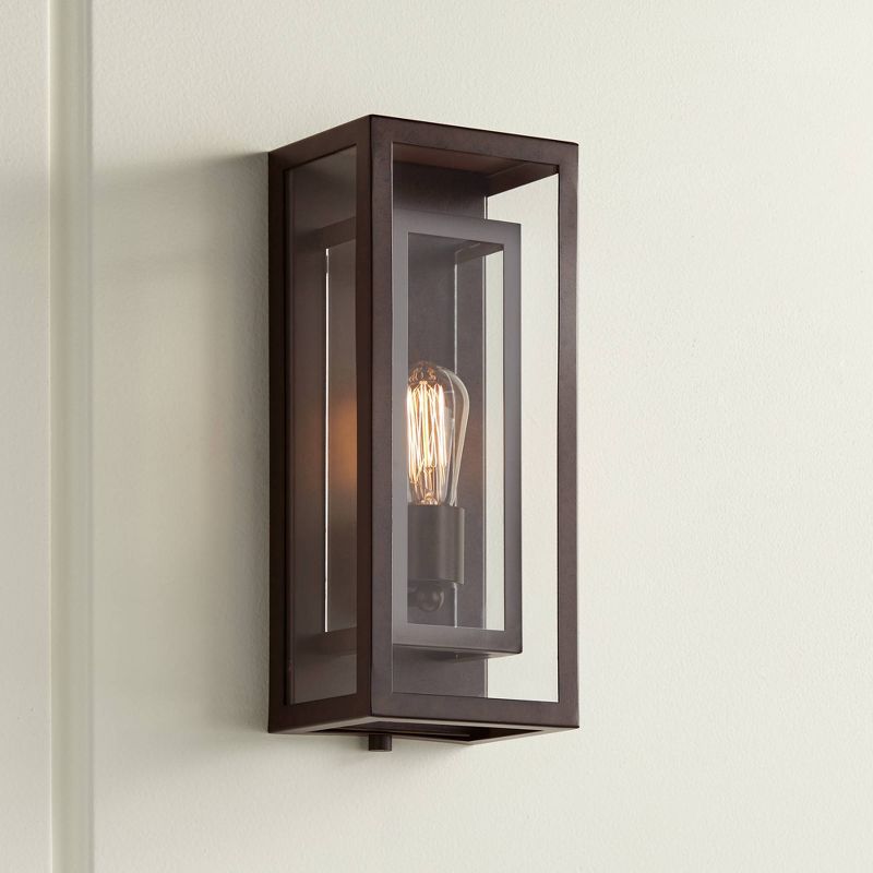 Possini Euro Design Modern Wall Light Sconce Bronze Brown Hardwired 6 3/4" Fixture Clear Glass for Bedroom Bathroom Vanity Reading, 2 of 9
