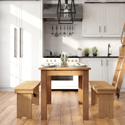 Light Natural Solid Pine Rustic Farmhouse Dining Table