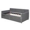 Twin Size Upholstered daybed with Drawers Wood Slat Support Gray - 3 of 4