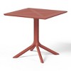 WestinTrends Playa 5-Piece Outdoor Resin Square Patio Dining Table Set with Modern Stackable Patio Dining Chairs, Red - 3 of 4