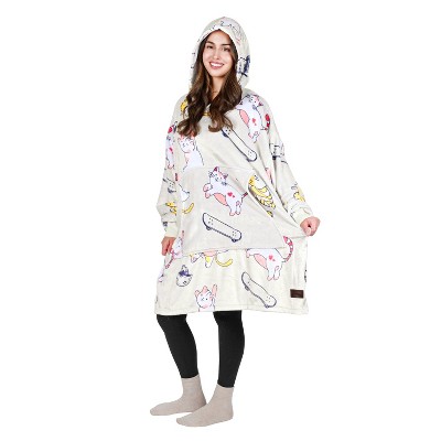 Tirrinia Women Printed Oversized Fleece Wearable Blanket Hoodie Sweatshirt Soft Cozy Gift Wife Woman