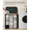 SONGMICS Laundry Hamper with Lid 3-Section Large Laundry Basket Removable Mesh Liner Bamboo Handles Collapsible - 3 of 4
