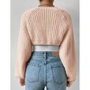 Women's Long Sleeve Open Front Knitted Crop Sweater Cardigan Drop Shoulder Knit Bolero Shrug - 2 of 4