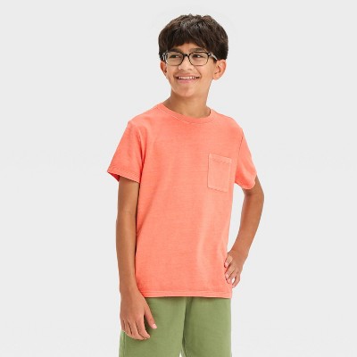 Boys' Short Sleeve Washed T-Shirt - Cat & Jack™ Coral Pink M