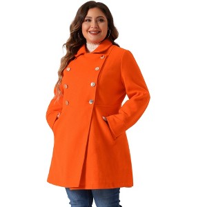 Agnes Orinda Women's Plus Size Winter Fashion Double Breasted with Pockets Warm Pea Coats - 1 of 4