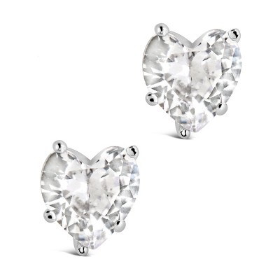 SHINE by Sterling Forever Sterling Silver 5mm Heart CZ Studs