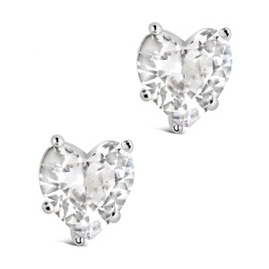 SHINE by Sterling Forever Sterling Silver 5mm Heart CZ Studs - 1 of 3