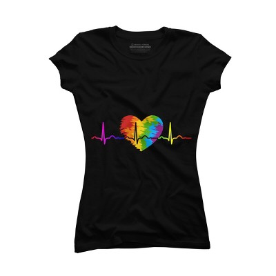 Adult Design By Humans Rainbow Heartbeat Pride By corndesign T-Shirt