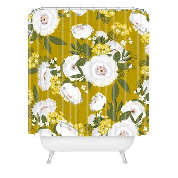 Fleurette Midday Shower Curtain Olive Green - Deny Designs