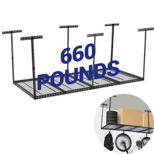 GustoWave Garage Ceiling Storage Racks, Heavy Duty Overhead Storage with Adjustable Height, Black - 1 of 4