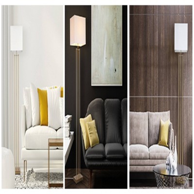 62" Soho Floor Lamp with Linen Shade White - Globe Electric: ETL Listed, Metal Base, Turn Knob Switch