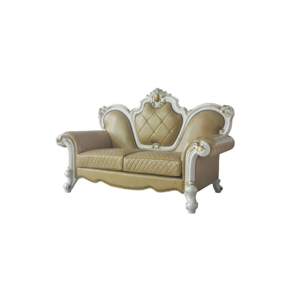 Acme Furniture Picardy Sofa Butterscotch Synthetic Leather/Antique Pearl Finish - thumbnail 6