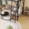 Queen Size Loft Bed with Ladder Metal Queen Loft Bed with Storage Shelves High Loft Bed for Kids Teens Black - 4 of 4