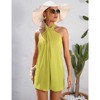 Womens Satin Halter Dress Sleeveless Tie Back Summer Dress V Neck Back Elastic Basic Mini Dress for Going Out, Club Dress Cocktail Dress - 4 of 4