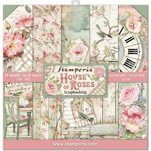 Stamperia Double-Sided Paper Pad 12"X12" 10/Pkg-House Of Roses, 10 Designs/1 Each - 1 of 4