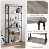 6 Tier Bookshelf Industrial Bookcase Wood Tall Standing Bookshelves Wood Vintage Display Rack Rustic Bookshelf - 4 of 4