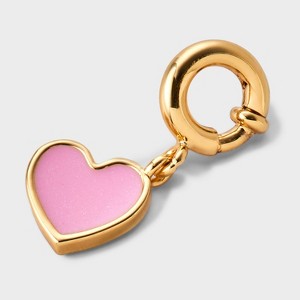 Little Words Project Valentine's Day Heart Charm - Gold/Pink - 1 of 2