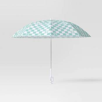 4' Round Outdoor Patio Clamp-on Beach Umbrella Blue/White Checkerboard - Sun Squad™