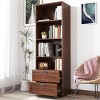Tall Bookshelf with Drawers, Modern Storage Bookcase for Home Office or Living Room, 70.87 in Tall-3irtyhousy - 2 of 4