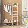 Tangkula Clothes Rack with Shelves, Free-Standing Metal Garment Clothing Rack with Hanging Rod 5 Wooden Shelves Adjustable Foot Pads Natural+White - 4 of 4