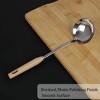 Unique Bargains Kitchen Wooden Handle Durable Dishwasher Safe Soup Ladle 10.4'' x 3'' Silver Tone 1 Pc - 3 of 4