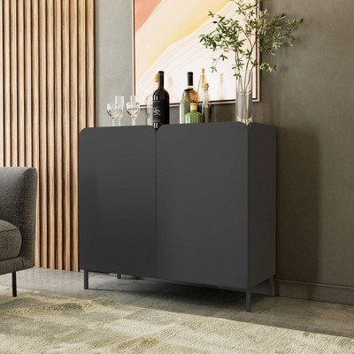 Black Mid-Century Modern Freestanding Office Cabinet