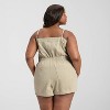 Women's Denim Beach Romper - Universal Thread™ Khaki Green - 2 of 3