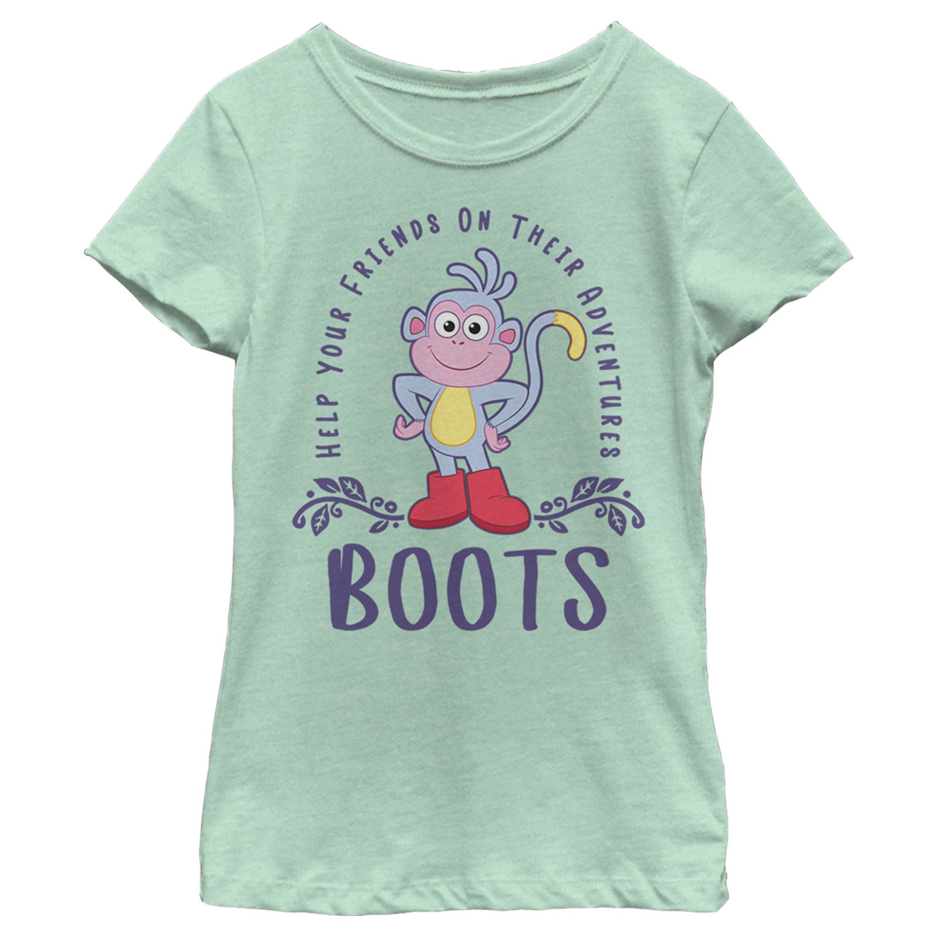 Girl's Dora the Explorer Adventurous Boots  T-Shirt - Mint - Small