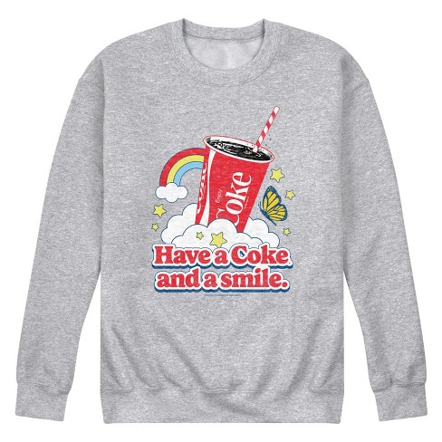 Men s Coca cola Have A Coke And A Smile With Rainbow Graphic Fleece Sweatshirt Target