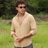 Campus Sutra Men Men's Buff Beige Micro Hexagon-Lined Shirt - 2 of 4