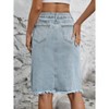 Women's Denim Midi Skirt with High Slit - A-Line Stretch Jean Skirt - 3 of 4