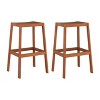 2pk Outdoor Barstool - Natural - CorLiving: Hardwood, UV & Water-Resistant, 30" Height - 2 of 4