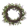 Spring Violeta 26in Wreath, w/ Artificial Erigeron Daisy, Heather, Millet & Lavender - 4 of 4