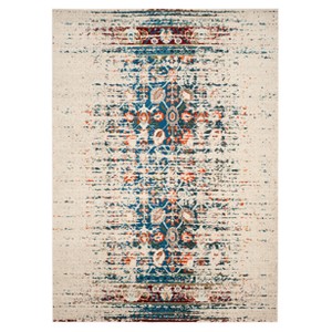 Ivory/Blue Floral Loomed Accent Rug 3