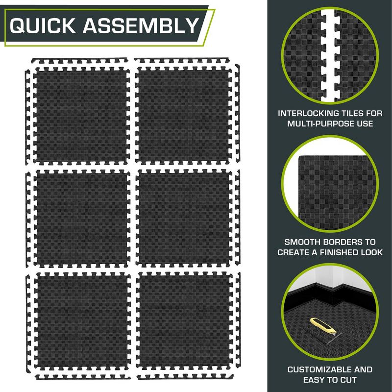 ProsourceFit Checkered Exercise Puzzle Mat, 24 Sq Ft - 6 Tiles, 5 of 7