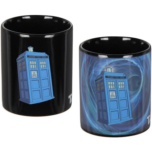 Doctor Who TARDIS Vortex Heat Reactive Color Changing Tea Coffee Mug Cup  Black