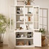 INFURNIC Decorative Storage Cabinets Freestanding Pantry with Glass Door Lattice Window and Ample Storage for Living Room, White, 36.25"*24.25"*75.25" - 3 of 4