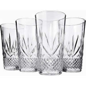 Khen's Shatterproof Tall Clear Acrylic Drinking Glasses, Luxurious & Stylish, Unique Home Bar Addition - 4 pk - 1 of 4