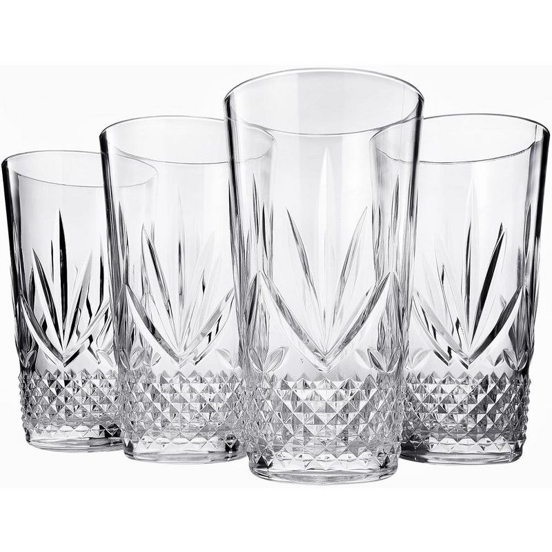 Khen's Shatterproof Tall Clear Acrylic Drinking Glasses, Luxurious & Stylish, Unique Home Bar Addition - 4 pk, 1 of 9
